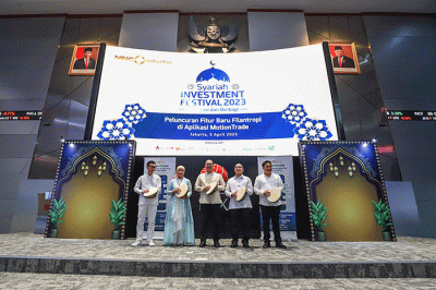 Puncak MNC Syariah Investment Festival 2023 di Main Hall Bursa Efek Indonesia, di Jakarta, Rabu (5/4/2023).