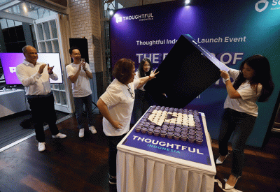 Peluncuran resmi platform periklanan digitalnya, Thoughtful Media Group Inc (TMG), di pasar Indonesia, Jakarta, Rabu (5/4/2023).