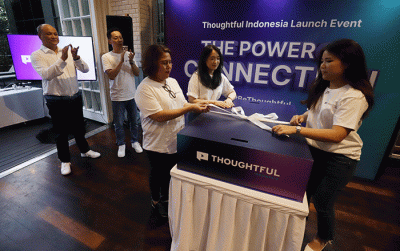 Peluncuran resmi platform periklanan digitalnya, Thoughtful Media Group Inc (TMG), di pasar Indonesia, Jakarta, Rabu (5/4/2023).