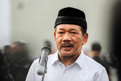 Sejumlah peserta saat melakukan upacara pelepasan kegiatan ekspedisi ramadan penuh inspirasi tahun 1444 Hijriah di Kolinlamil, Jakarta Utara.