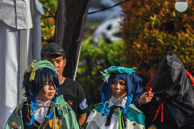 Puluhan cosplayer Palembang mengikuti cosplay competition di halaman pusat perbelanjaan Palembang Trade Center, Minggu (9/4/2023).