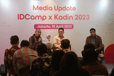 Media Update IDCamp x Kadin 2023 di Jakarta, Senin (10/4/2023).