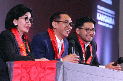 Konferensi pers di sela Pelantikan Kepengurusan Baru KAHGAMA Masa Bakti 2023-2028, di Jakarta, Jumat (14/4/2023).