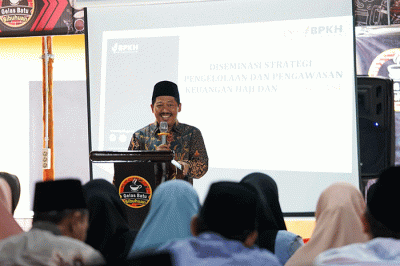 Sosialisasikan Pengawasan dan strategi pengelolaan Keuangan Haji di adang Lawas, Sumatera Utara, Senin (17/4/2023).