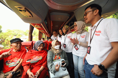 Pelepasan mudik hepi Telkomsel Poin di Jakarta, Rabu (19/4/2023).