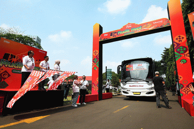 Pelepasan mudik hepi Telkomsel Poin di Jakarta, Rabu (19/4/2023).