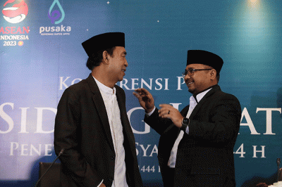Sidang Isbat penetapan 1 Syawal 1444 H di Kemenag, Jakarta, Kamis (20/4/2023).