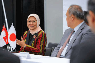Menteri Ketenagakerjaan Ida Fauziyah menghadiri penandatanganan MoU antara Kemnaker RI dengan International Manpower Development Organization Japan.