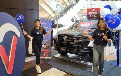 Tenaga pemasar memperkenalkan SEVA di Main Atrium Mall AEON BSD, Rabu (31/5/2023).