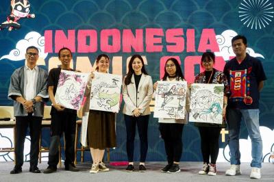 Wamenparekraf Angela Tanoesoedibjo hadir di acara Comic Con Pop Asia 2023, di JCC, Senayan, Jakarta, Minggu (25/6/2023).