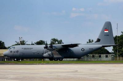 Pesawat C-130J Super Hercules TNI AU tiba di Lanud Halim Perdanakusuma, Jakarta, Rabu (28/6/2023).