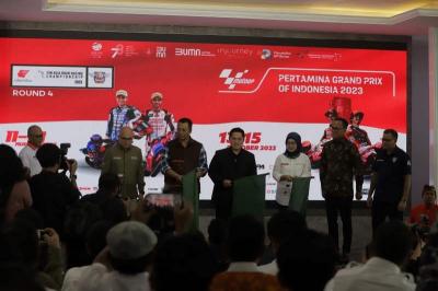 Menteri BUMN Erick Thohir secara resmi meluncurkan MotoGP dan ARRC 2023 di Jakarta, Kamis (13/7/2023).