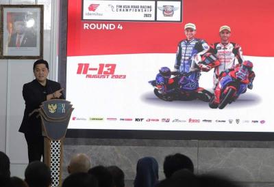Menteri BUMN Erick Thohir secara resmi meluncurkan MotoGP dan ARRC 2023 di Jakarta, Kamis (13/7/2023).