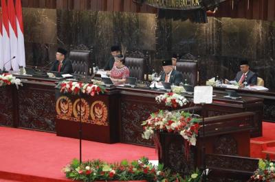 Presiden Jokowi menghadiri Sidang Tahunan MPR dan Sidang Bersama DPR-DPD Tahun 2023 di Gedung Nusantara, Kompleks Parlemen, Senayan, Jakarta, Rabu (16/8/2023).