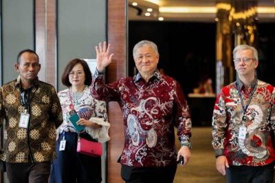 Presdir PT Pantai Indah Kapuk Dua Tbk (PT PANI) Sugianto Kusuma atau Aguan  hadir pada konfrensi pers RUPSLB PT PANI di Jakarta, Jumat (15/9/2023)