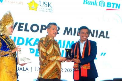 Dirut Bank BTN Nixon LP Napitupulu memberikan kuliah umum di hadapan peserta Pelatihan Developer Milenial Bank BTN, di Audiotorium Universitas Syiah Kuala.