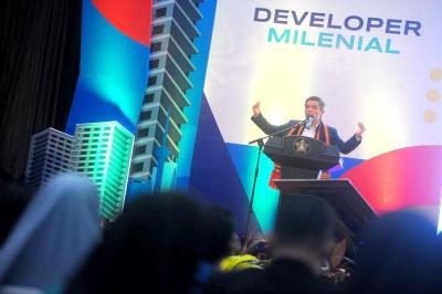 Dirut Bank BTN Nixon LP Napitupulu memberikan kuliah umum di hadapan peserta Pelatihan Developer Milenial Bank BTN, di Audiotorium Universitas Syiah Kuala.