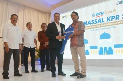 BTN Syariah menggelar acara Akad Massal KPR Syariah Serentak di Perumahan Hadrah Land, Kabupaten Aceh Besar, Provinsi Aceh, Jumat (13/10/2023).