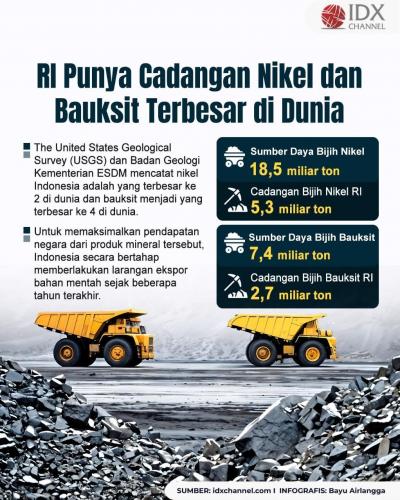 RI Punya Cadangan Nikel-Bauksit Terbesar di Dunia, Cek Faktanya