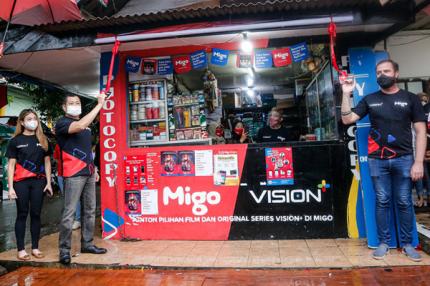 Seremoni kolaborasi antara Vison+ dan Migo di kawasan Tebet, Jakarta Selatan, Senin (18/10/2021).