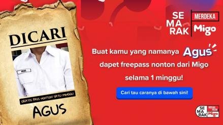 Pengumuman bagi yang Bernama Agus se-Indonesia, Migo Siapkan Hadiah Agustusan!