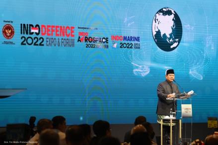 Indodefence 2022, Prabowo Ajak Petinggi Pertahanan Jaga Perdamaian Dunia (Foto: MNC Media)