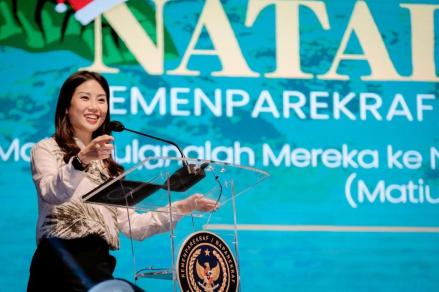 Hadiri Perayaan Natal dan Tahun Baru 2023, Ini Pesan Wamenparekraf Angela. Foto: MNC Media,