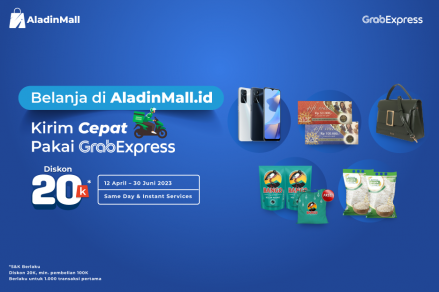 Belanja di AladinMall Cepat Sampai dengan Grab Express Plus Diskon Rp20.000. (Foto: MNC Media)