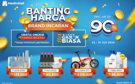 AladinMall promo gajian diskon hingga 90%. Banting Harga Brand Incaran Anda