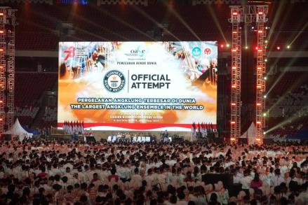 Jelang HUT ke-78, RI Pecahkan Rekor Pertunjukan Angklung Terbesar di Dunia. (Foto Kemenko Perekonomian)