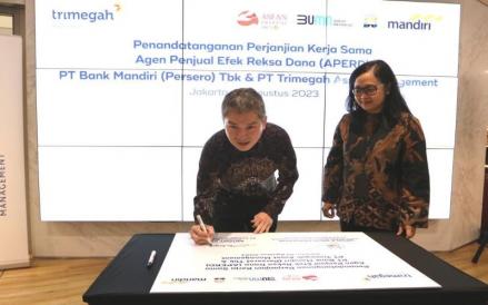 Bank Mandiri-Trimegah Asset Management kerja sama pasarkan tiga reksa dana. Foto: MPI