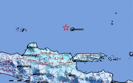 Gempa bumi berkekuatan Magnitudo 5,6 mengguncang Tuban, Jawa Timur, Rabu (3/4/2024) (BMKG)