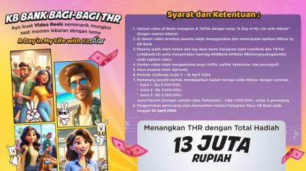 KB Bank Bagi-Bagi THR Jutaan Rupiah Melalui Kompetisi ‘A Day in My Life with KBstar’. (Foto: KB Bank)