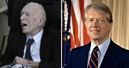 Jimmy Carter saat berusia 99 tahun pada 2023 (kiri) dan tatkala masih menjabat sebagai presiden AS pada 1977-1981  (kanan). (Foto: Arsip)
