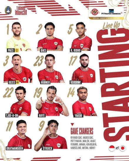 Ini Daftar Starting XI Timnas Indonesia vs Jepang, Ada Kevin Diks dan Yakob Sayuri. (Foto: Dok. Timnas Indonesia)