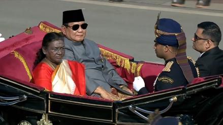 Tamu Kehormatan, Prabowo Naik Kereta Kuda di Parade Hari Republik India. (Foto: MNC Media)