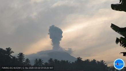 Gunung Ibu Erupsi, Tinggi Kolom Abu Vulkanik Capai 1.000 Meter. (Foto: Dok. PVMBG)