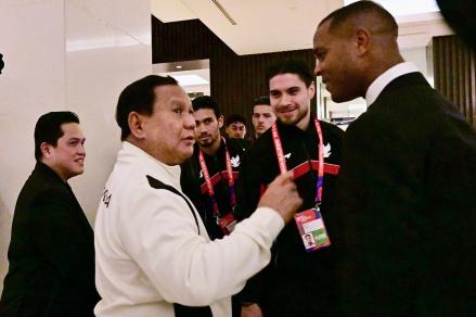 Prabowo Bertemu Pemain Timnas dan Patrick Kluivert Sebelum Jalani Laga Lawan Bahrain. (Foto: Binti/MNC Media)