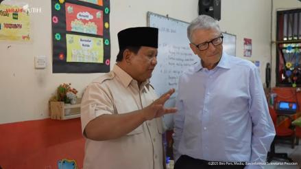 Prabowo Meets Bill Gates, Discusses Free Nutritious Meals Program. (Photo: YouTube/Setpres)