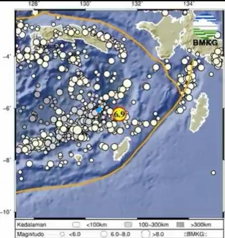 Gempa M6,9 Guncang Maluku Utara, BMKG: Tidak Berpotensi Tsunami. (Foto: Inews Media Group)