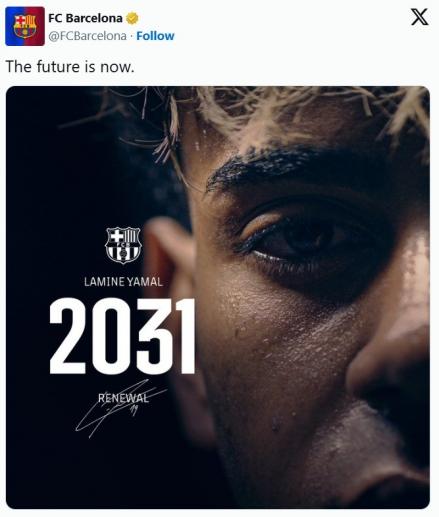 Intip Gaji Lamine Yamal Usai Teken Kontrak dengan Barcelona hingga 2031. (Foto: Twitter/FC Barcelona)