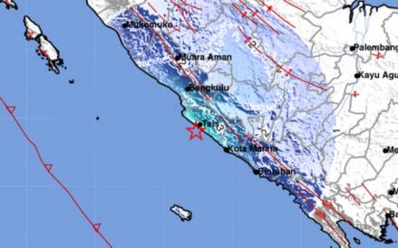 Gempa bumi dengan Magnitudo 4,9 mengguncang daerah Saluma, Kabupaten Bengkulu. (BMKG)
