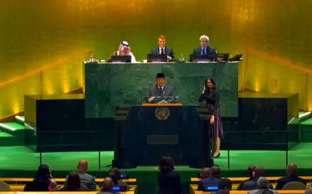 Mikrofon Presiden Prabowo Sempat Mati saat Bicara Perdamaian Palestina di KTT PBB (Biro Setpres)