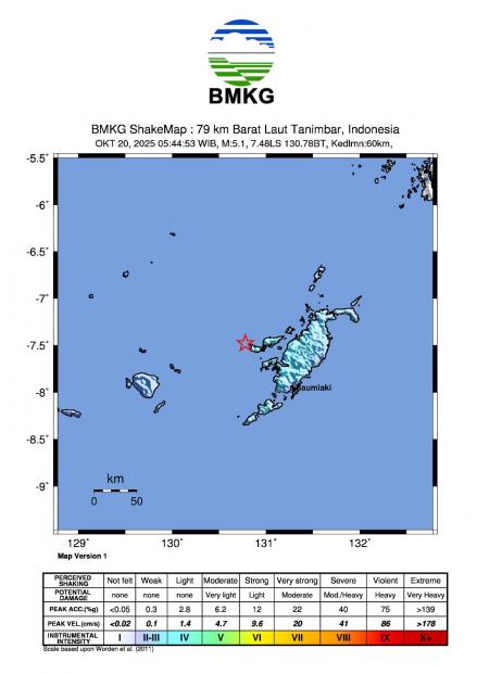 Gempa M5,2 Guncang Laut Banda Maluku, Tidak Berpotensi Tsunami. (Foto: Inews Media Group)