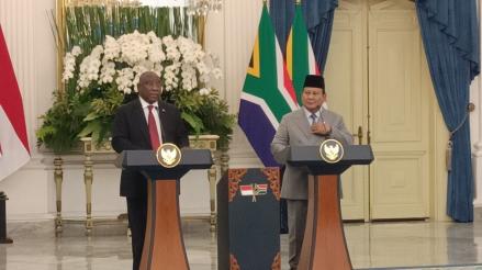 Presiden Afsel Ungkapkan Kegembiraannya ke Prabowo karena RI Gabung BRICS. (Foto Felldy Utama/IMG)