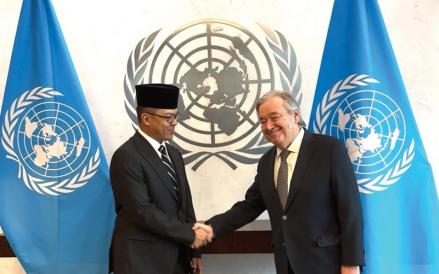Menteri Luar Negeri RI, Sugiono melakukan pertemuan bilateral dengan Sekretaris Jenderal Perserikatan Bangsa-Bangsa (PBB), António Guterres. (Foto: Ist)
