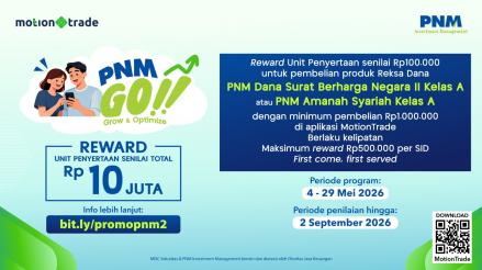 Kesempatan Emas! Promo “PNM Go!!” Hadir di MotionTrade, Total Reward Hingga Rp10 Juta. (Foto: Doc MotionTrade)