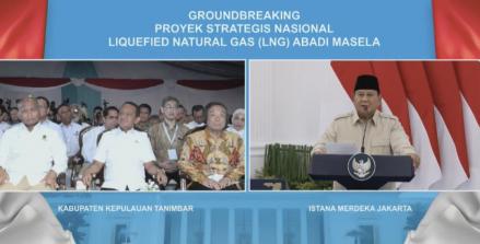 Prabowo Minta Maaf Tak Bisa Hadir Langsung Groundbreaking Proyek Gas Abadi Blok Masela di Maluku (FOTO:Dok BPMI Setpres)
