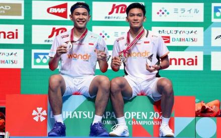 Pasangan ganda putra, Fajar Alfian dan Muhammad Shohibul Fikri, menorehkan prestasi dengan menjuarai Japan Open 2026. (Foto: Ist)