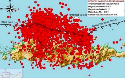 BMKG Catat 4.256 Gempa Bumi Susulan Guncang NTT, 118 Dirasakan Warga 